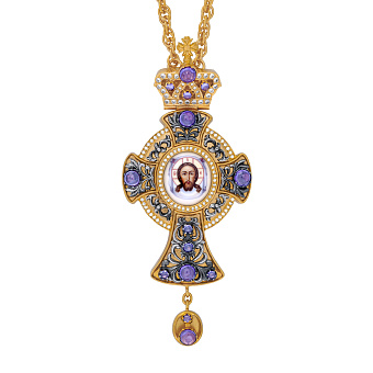 Крест наперсный №1449 / Фианиты / золочение, серебрение Крест наперсный №1449 / Фианиты / золочение, серебрение