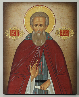 Икона на доске 13х15 объёмная печать, лак Сергий Радонежский 2