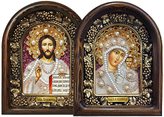 Венчальная пара Дивеево белый на Сиреневом С0105_YAP