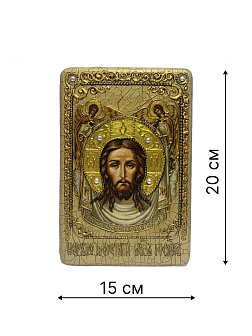 Икона ''Спас Нерукотворный'' ручной работы из дуба в футляре Икона ''Спас Нерукотворный'' ручной работы из дуба в футляре