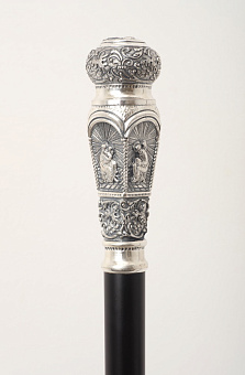 Посох №14 неразборный серебро чеканка, с литьевыми евангелистами серебро (УИН)