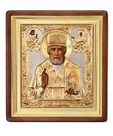 Икона живописная в киоте 24х30 масло, риза №111, киот №1 Николай Чудотворец