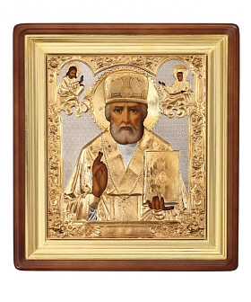 Икона живописная в киоте 24х30 масло, риза №111, киот №1 Николай Чудотворец