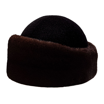 Скуфья женская зимняя на фетровой основе, мех норка