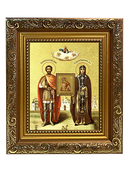 Икона "Дмитрий Донской и Евфросиния Московская", свв. блгвв. кн. и кнг., с золочением поталью, 09038