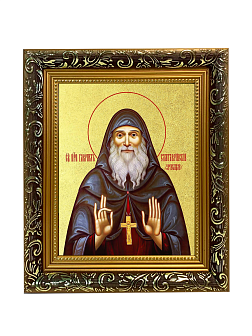 Икона "Гавриил Самтаврийский (Ургебадзе)", св. прп. архим., с золочением поталью, 09Г5-УЛ