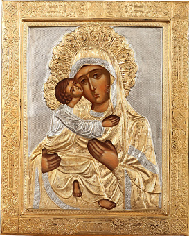 Икона живописная Божией Матери «Владимирская» 18х24, масло, риза №5, золочение