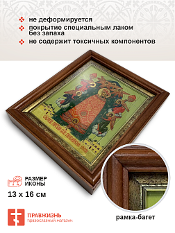 Икона 122 Прибавление ума Божия Матерь золочение поталью киот 21 см 03062-УЛ_KRA