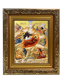 Икона Рождества Христова с золочением поталью, 05204-УЛ Икона Рождества Христова с золочением поталью, 05204-УЛ