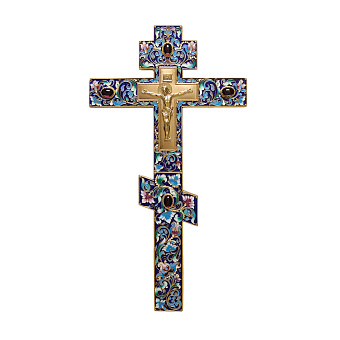 Крест напрестольный №3 литье, филигрань, эмаль, хим.гравировка / золочение