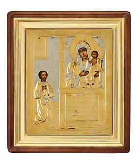 Икона писаная маслом ''Богородица Нечаянная Радость'' в киоте