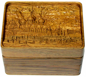 Шкатулка резная "Церковь Воскресения на Дебре" из дуба