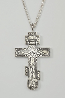 Крест мощевик большой ручная гравировка № 8 серебро
