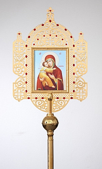 Крест-икона № 22 запрестольная выпиловка гравировка фото на пластике золочение камни
