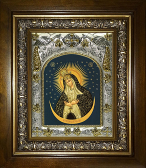 Икона Остробрамская Божия Матерь, в деревяном киоте