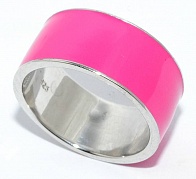 Кольцо с розовой эмалью, серебро 925 пробы, 6г