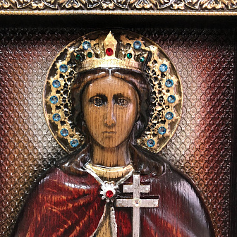 Икона Святая великомученица Екатерина, резная из дерева