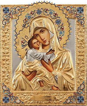 Икона живописная Божией Матери «Владимирская» 24х30, масло, риза №6, эмаль, золочение
