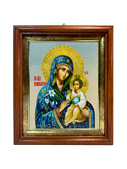 Икона Неувядаемый Цвет Божия Матерь на холсте в киоте 165