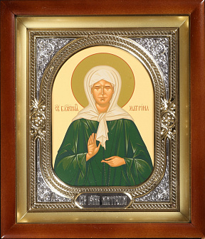 Икона в киоте 18х24 сложный, темпера, риза-рамка №1 Матрона