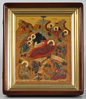 Икона живописная в киоте 24х30 масло, золоченый нимб, золоченый подрамник