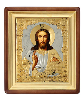 Икона живописная в киоте 18х24 масло, риза №163, киот №1 Спаситель