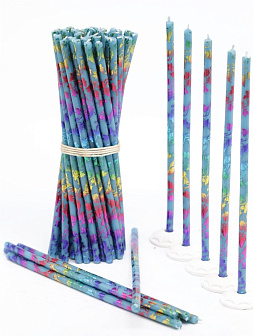 Свечи праздничные №80 (уп 50шт), ГОЛУБЫЕ (Радужная лоза)