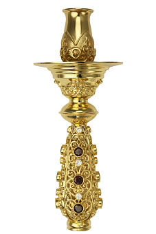 Подсвечник латунный в позолоте со вставками ручной