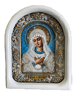 Икона Умиление бисерная в деревянной белой раме