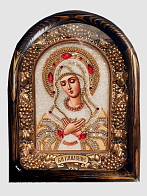 Икона Пресвятой Богородицы Умиление, бисер, багет, в деревянной раме