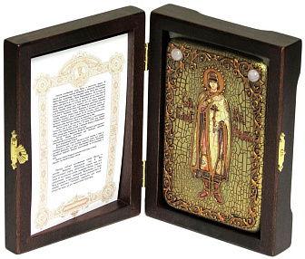 Настольная икона ''Святой благоверный князь Глеб'' на мореном дубе