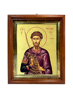 Икона "Феодор Тирон", св. вмч., с золочением поталью, 09Ф5-УЛ