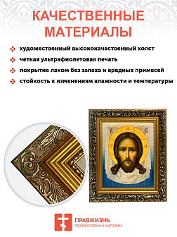 Икона Спас Нерукотворный на холсте в киоте 1130