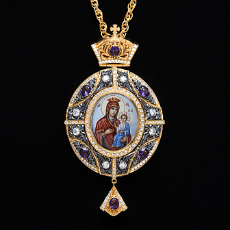 Панагия №101 / Фианиты / золочение, серебрение / Иверская БМ