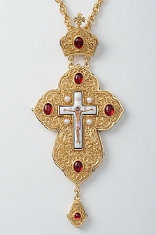 Крест наперсный филигрань №0004 двойной рант финифть /золочение/