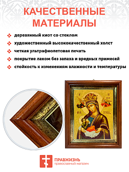 Икона Млекопитательница Божия Матерь на холсте в киоте 106