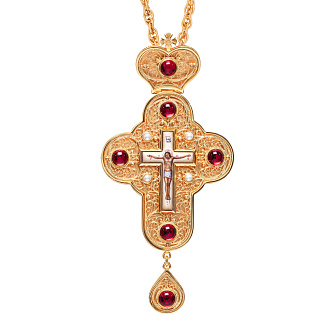 Крест наперсный филигрань №0045 двойной рант финифть / золочение