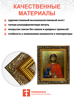 Икона Александр Невский благоверный князь с золочением, узкая рамка 17,5х20,5х2 см