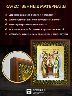 Икона Собор Михаила Архангела с золочением, деревянная рамка с басмой и стеклом 18х21х2,5 см