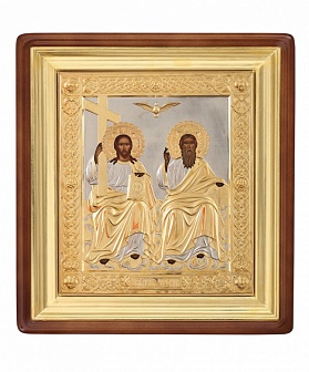 Икона ''Святая Троица'' писаная маслом с позолотой