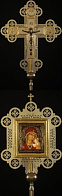 Крест-икона № 2-5 запрестольная двухст.с гальванопл.накл.камни патинирование ч/золочение