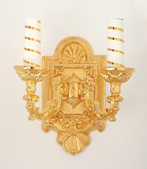 Лампада 2 свечи с квадратным настенником г / пл золочение