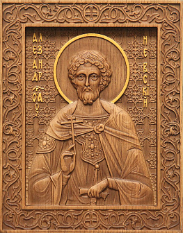 Икона резная Александр Невский