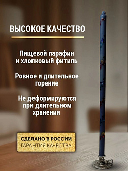 Свечи праздничные №8 (уп 20шт), ГОЛУБЫЕ (Радужная лоза)