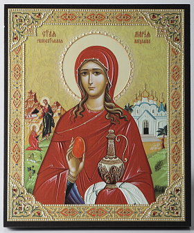 Икона на доске 22х26 объёмная печать, лак Мария Магдалина