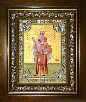 Икона Ириней Лионский священномученик в деревянном киоте Икона Ириней Лионский священномученик в деревянном киоте