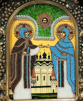 Икона Святые Благоверные Петр и Феврония, бисер