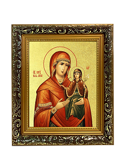 Икона "Святая праведная Анна с Пресвятой Богородицей" с золочением поталью, 10А4-УЛ
