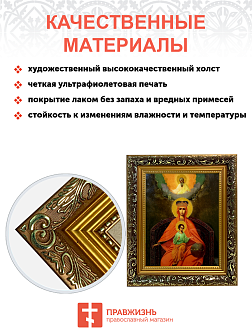 Икона Божией Матери Державная с золочением, узкая рамка 17,5х20,5х2 см
