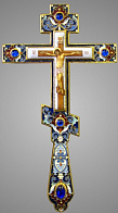 Крест напрестольный малый финифть, эмаль / золочение